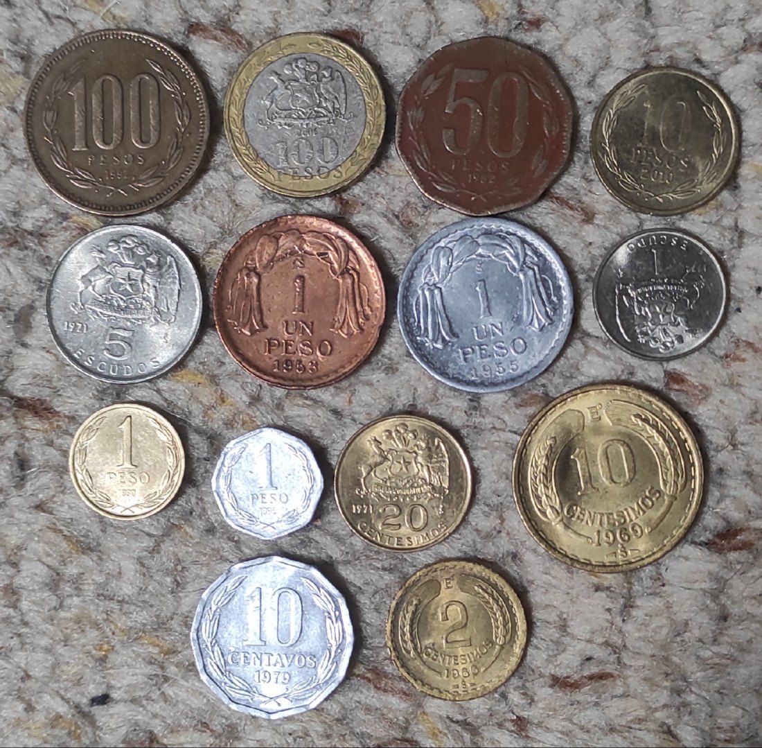  Set 076: Chile Münzlot mit 14 verschiedenen Münzen Pesos ind Escudos   