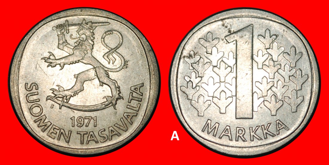 Ⰺ LION (1964-1993): FINLAND ★ 1 MARK 1971S NOT SILVER! JUST PUBLISHED!★LOW START★NO RESERVE!
