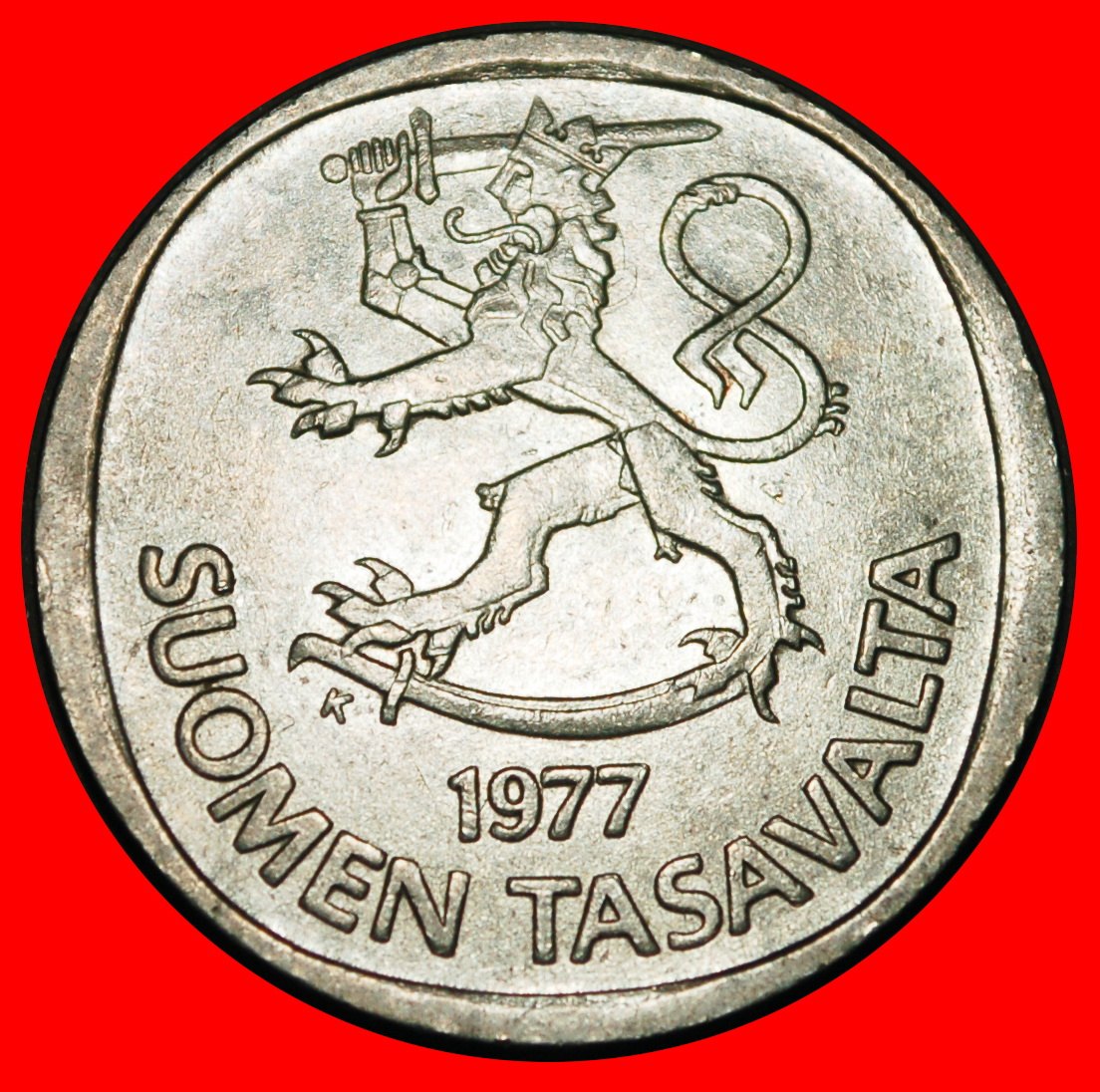  Ⰺ LION (1964-1993): FINLAND ★ 1 MARK 1977K NOT SILVER! DIES A r1!★LOW START★NO RESERVE!   