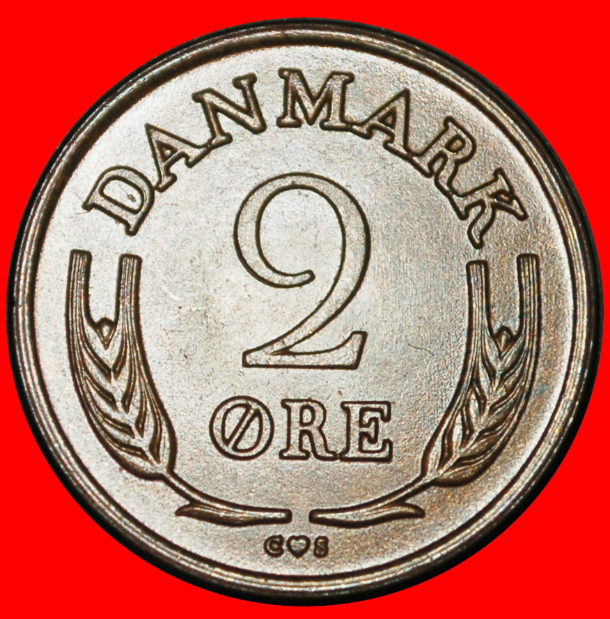 Ⰺ MONOGRAM (1960-1966): DENMARK★2 ORE 1960 BRONZE! Frederik IX (1899-1972) UNC★LOW START★NO RESERVE!