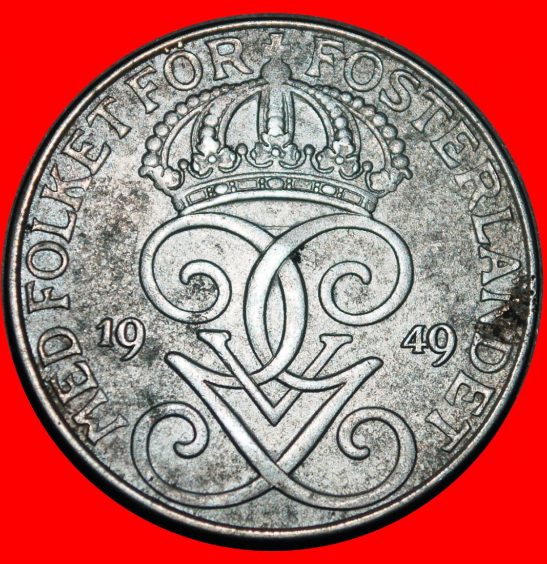  Ⰺ 3 KRONEN (1917-1950): SCHWEDEN ★ 5 OERE 1949! Gustav V. (1907-1950)★OHNE VORBEHALT!   
