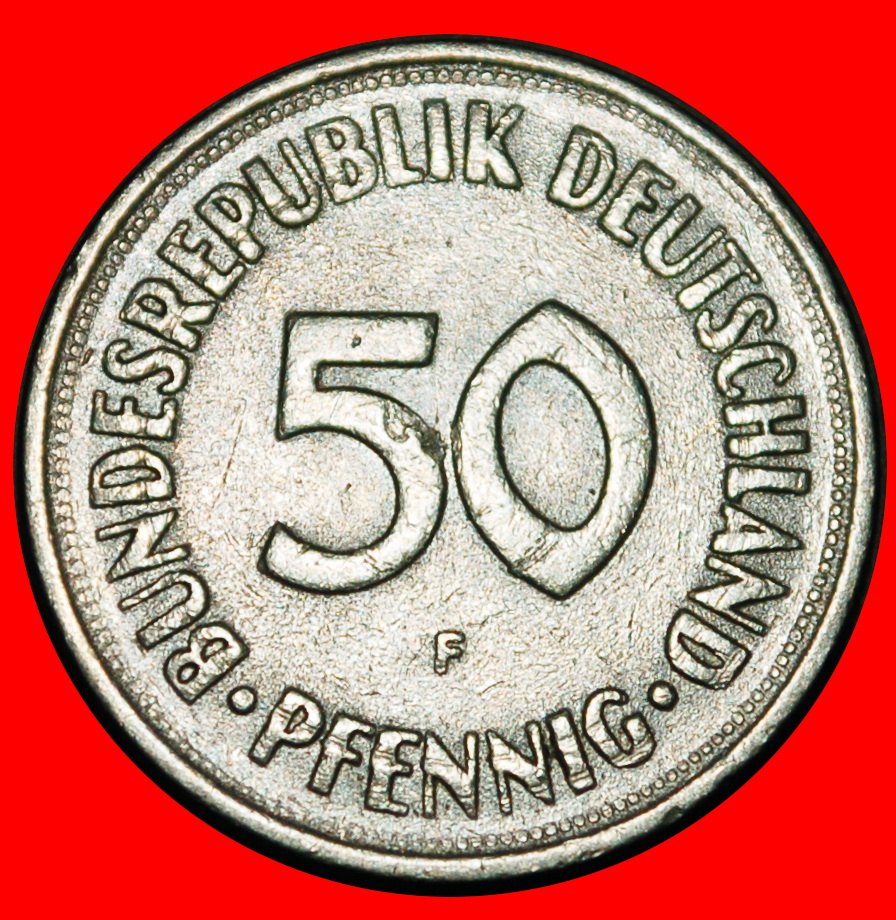 Ⰺ NOT COMMUNIST TYPE (1949‑2001):GERMANY★50 PFENNIGS 1968F! BADEN-WUERTTEMBERG★LOW START★NO RESERVE!