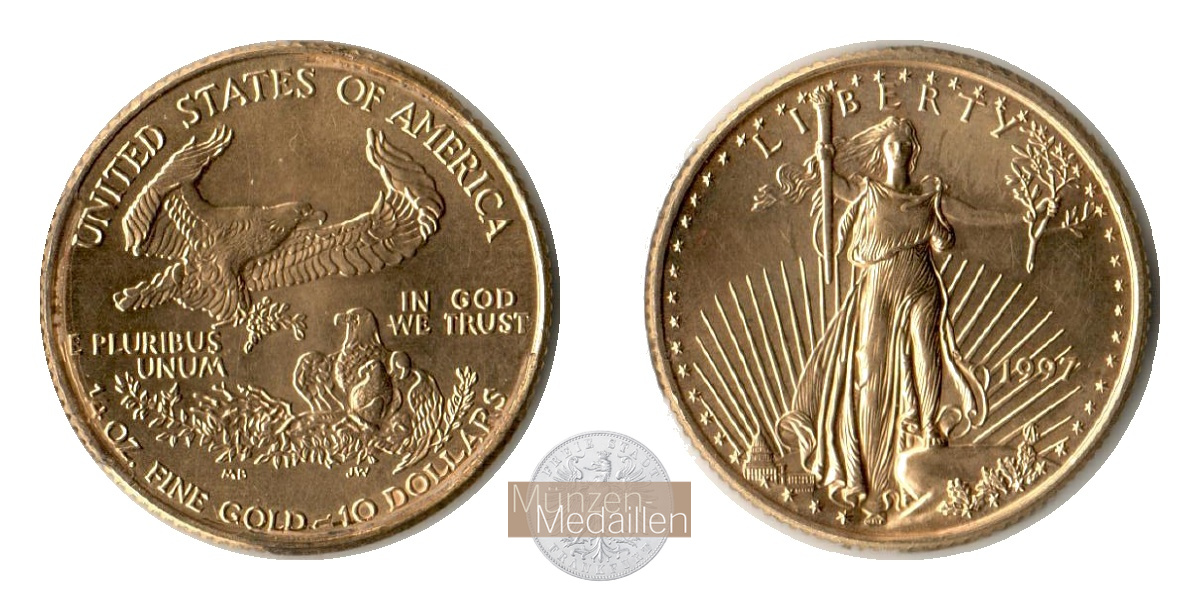 USA  10 Dollars MM-Frankfurt  Feingold: 7,78g American Gold Eagle 1997 
