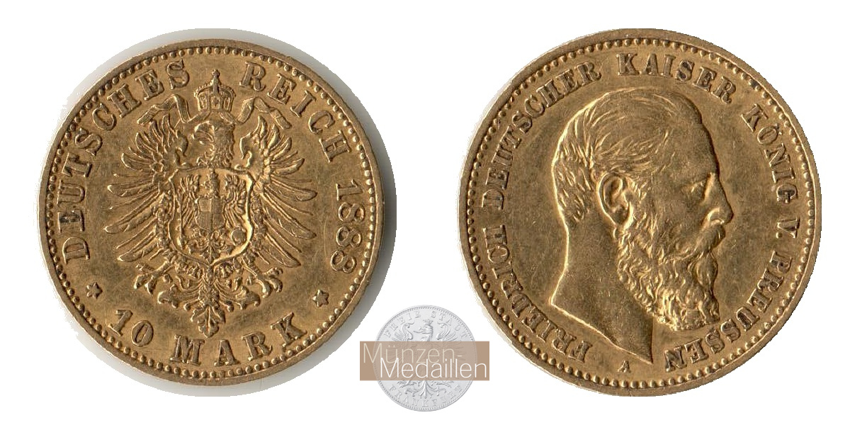 Deutsches Kaiserreich, Preussen. MM-Frankfurt Feingewicht: 3,58g Gold Friedrich III, 10 Mark 1888 A 