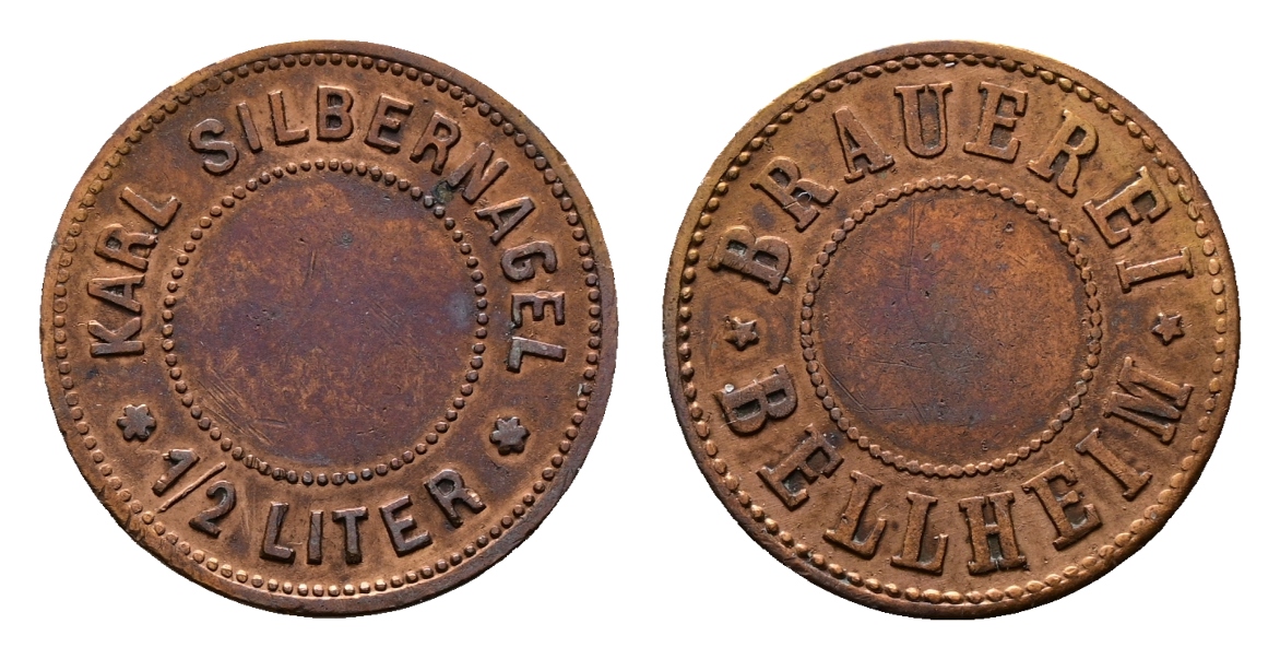  Bayern; Bellheim Brauerei; Karl Silbernagel 1/2 Liter; Menzel 1714.1   