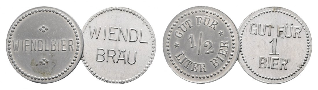  Bayern; Beratzhausen; Wiedlbräu; 2 Stück Biermarken; Menzel 1745   