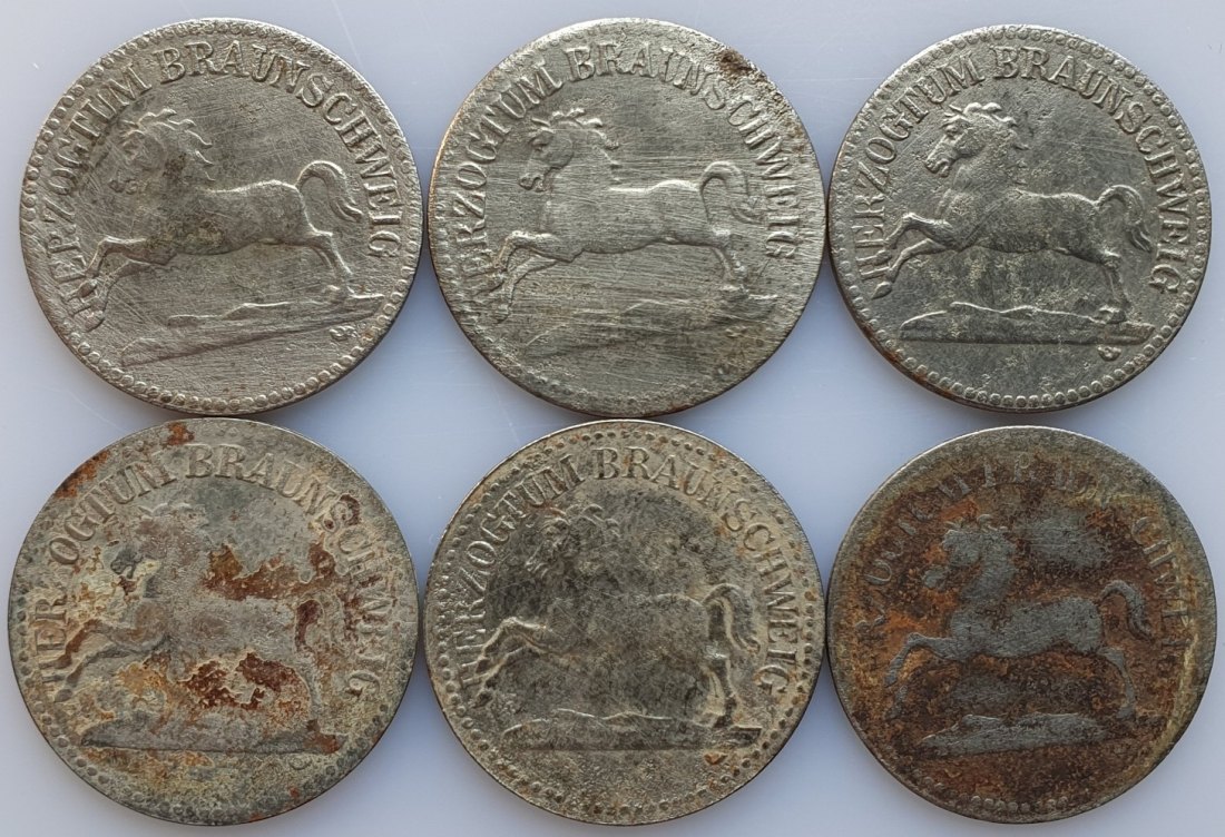  BRAUNSCHWEIG: KRIEGSNOTGELD: 50 Pfennig 1918 / HERZOGTUM 6 Münzen Konvolut #7   