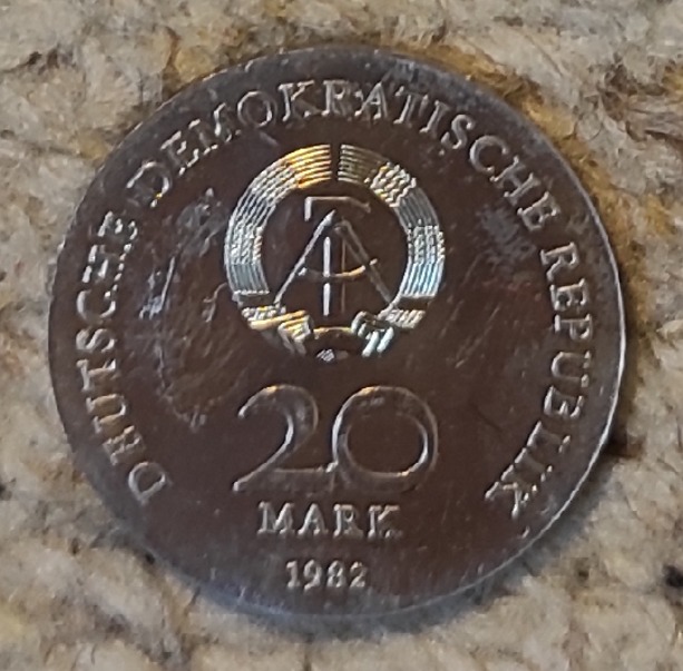  DDR 20 Mark 1982 SILBER, 125. Geburtstag von Clara Zetkin   