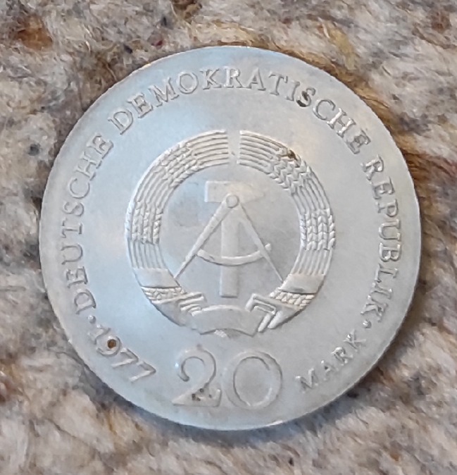  DDR 20 Mark 1977, SILBER, 200. Geburtstag von Carl Friedrich Gauß   