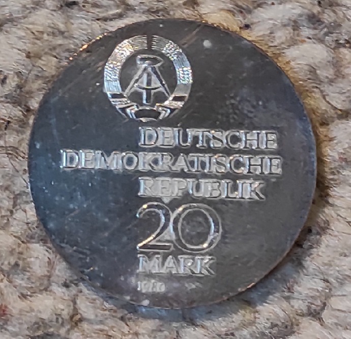  DDR 20 Mark 1980 SILBER,75. Todestag von Ernst Karl Abbe   