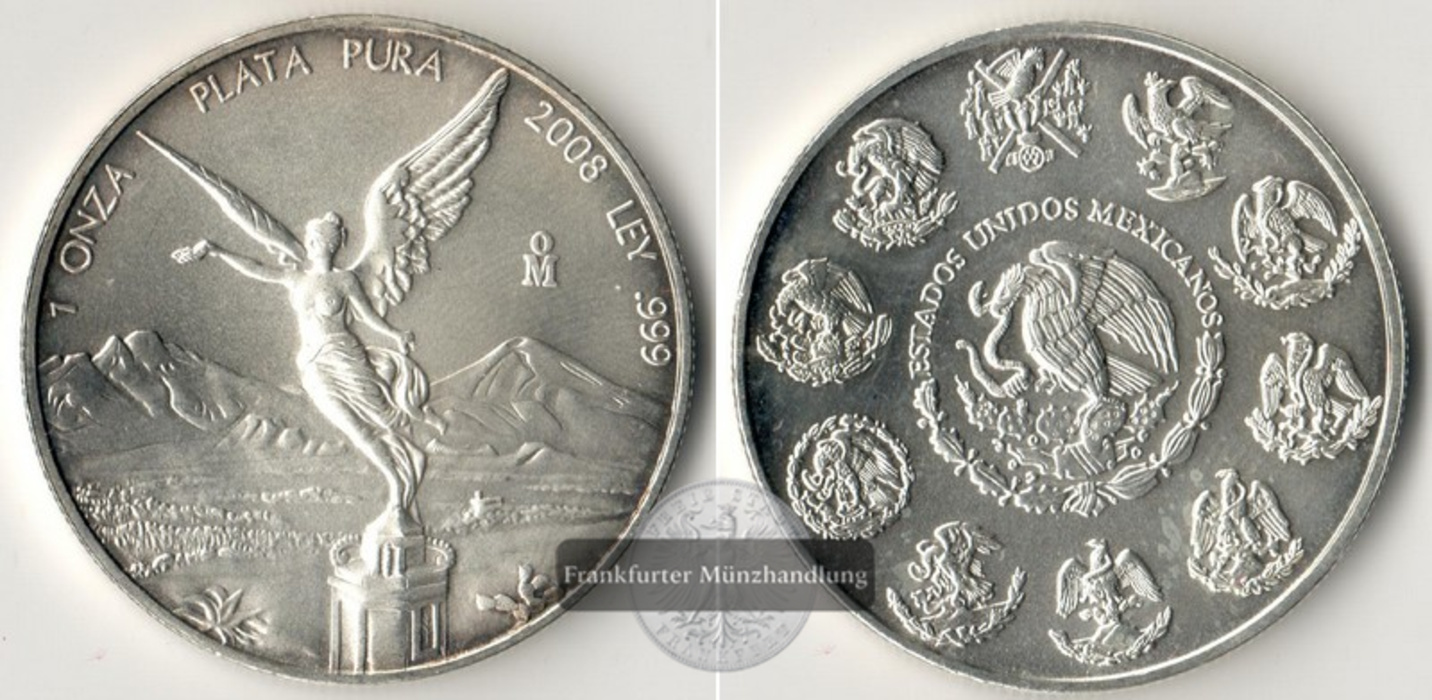  Mexico 1 Onza Libertad Plata Pura 2008 FM-Frankfurt  Feinsilber: 31,1g   