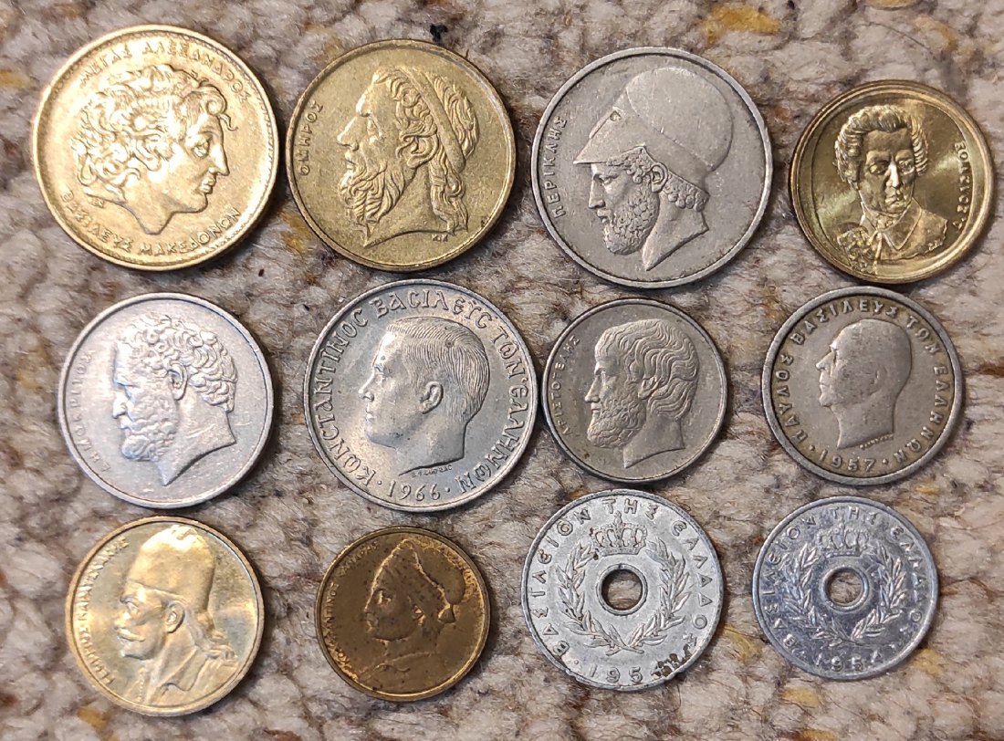  Set 093: Griechenland Münzlot mit 12 verschiedenen Münzen   