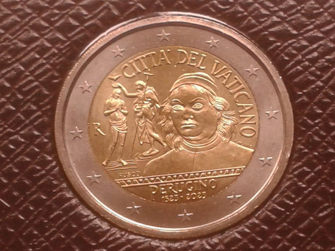 Original 2 euro 2023 Vatikan Perugino im Folder/Blister 2 euro 2023 Perugino im Klappfolder