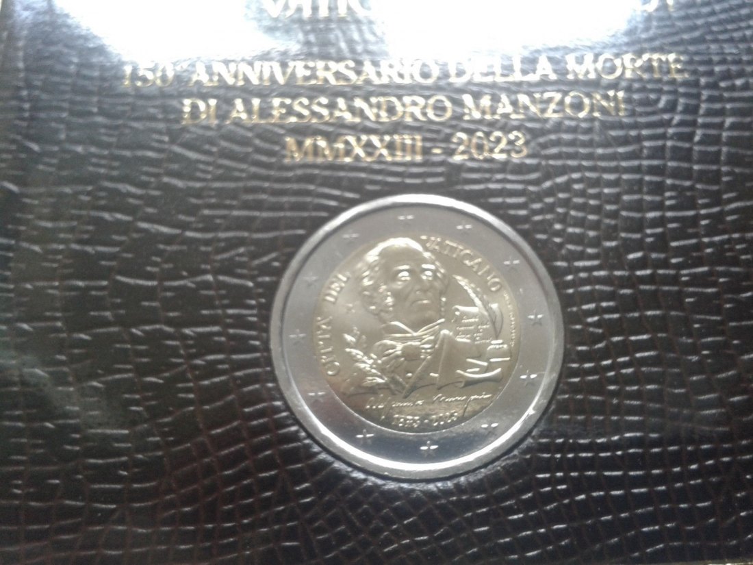  Original 2 euro 2023 Vatikan Manzoni im Folder/Blister 2 euro 2023 Manzoni im Klappfolder   