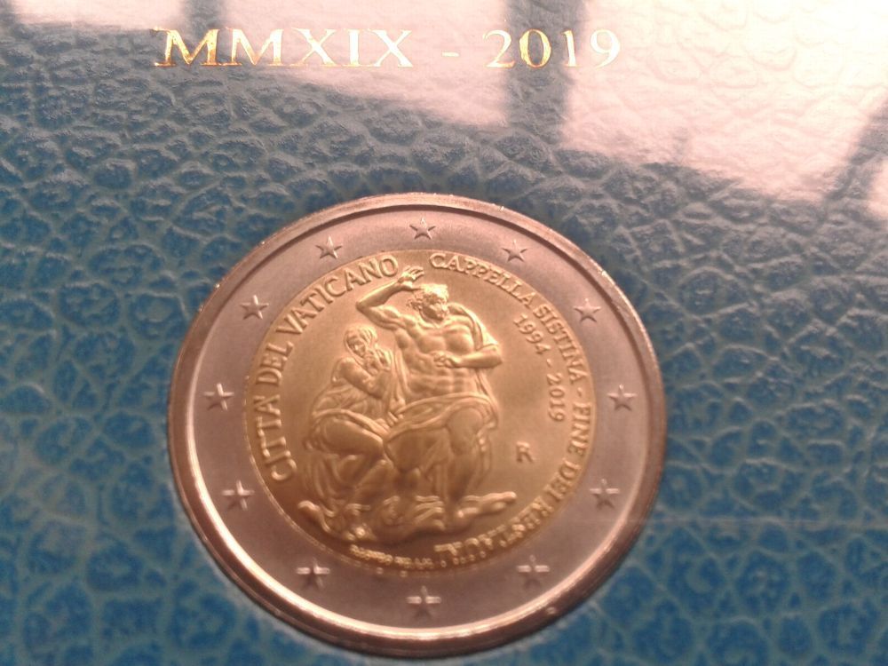  Original 2 euro 2019 Vatikan Sixtinische Kapelle im Folder/Blister 2 euro 2019 Sxtinische Kapelle   
