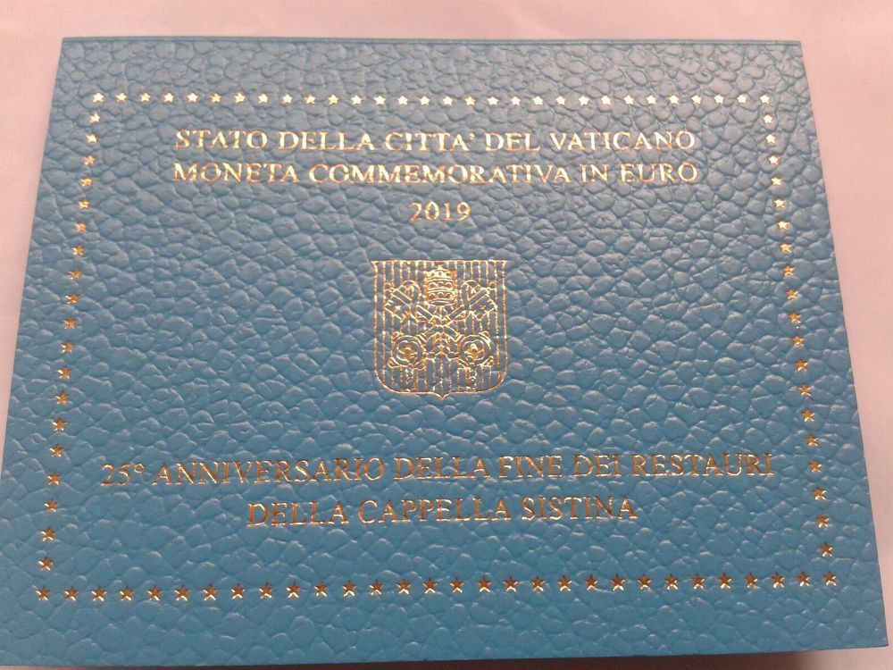  Original 2 euro 2019 Vatikan Sixtinische Kapelle im Folder/Blister 2 euro 2019 Sxtinische Kapelle   
