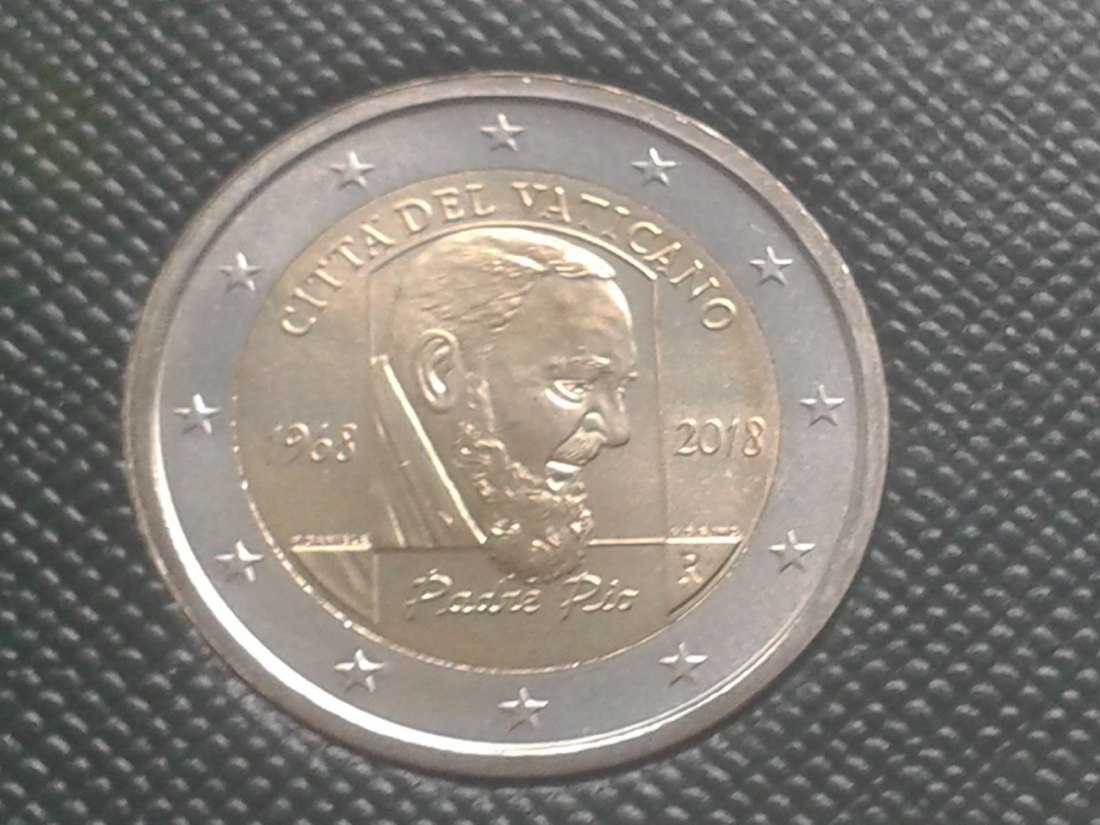Original 2 euro 2018 Vatikan Pater Pio im Folder/Blister 2 euro 2018 Pater Pio Vatikan