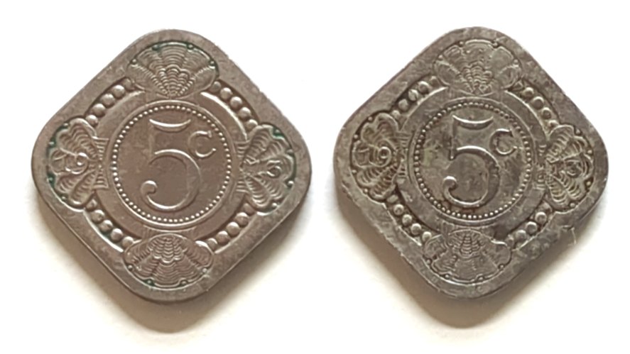  2 x 5 Cents Niederlande 1913   