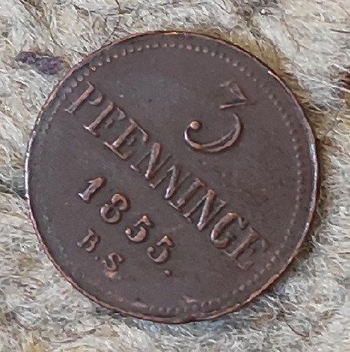  Rostock 3 Pfennig 1855, sehr selten   