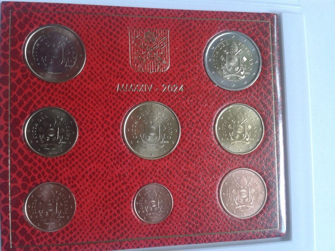  Original KMS 2024 Vatikan 1 cent - 2 euro im Folder Kursmünzensatz 2014 Vatikan im Folder   