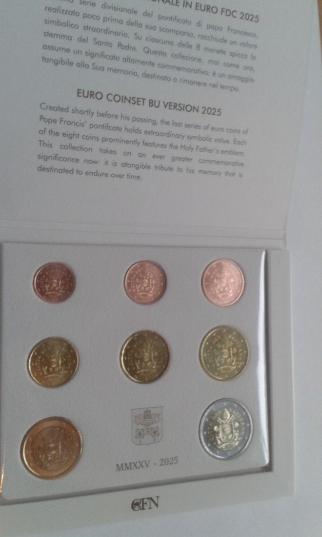  Original KMS 2025 Vatikan 1 cent - 2 euro im Folder Kursmünzensatz 2015 Vatikan im Folder   
