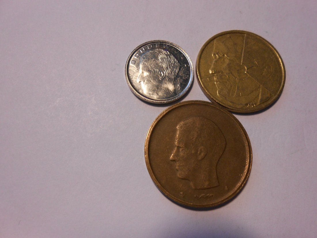  hn28 / Belgien, 3er Lot, 1 Franc 1990 BELGIË, 5 Francs 1986 BELGIË, 20 Francs 1981 BELGIË   
