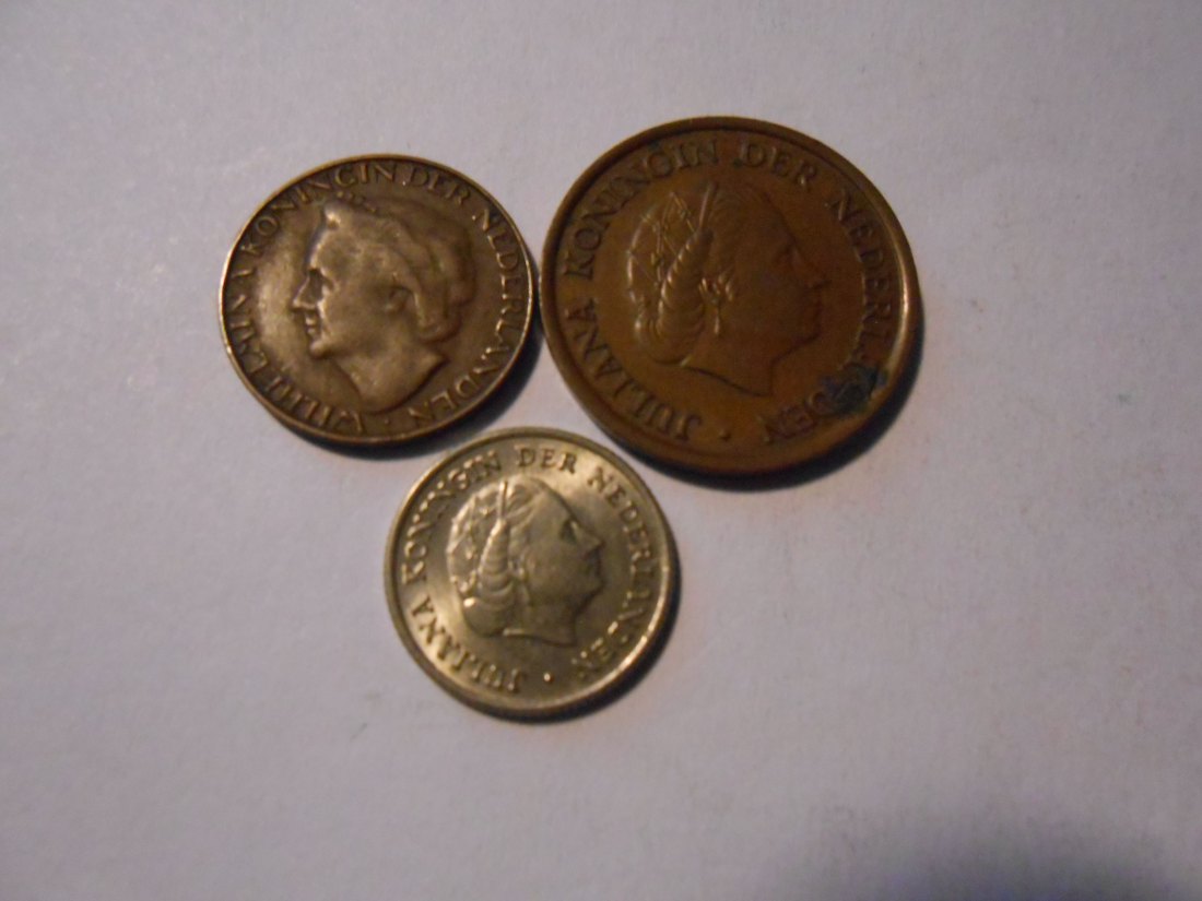  hn30 / Niederlande, 3er Lot, 1 Cent 1948 (KM# 175), 5 Cent 1980 (KM# 181) und 10 Cent 1956 (KM# 182)   