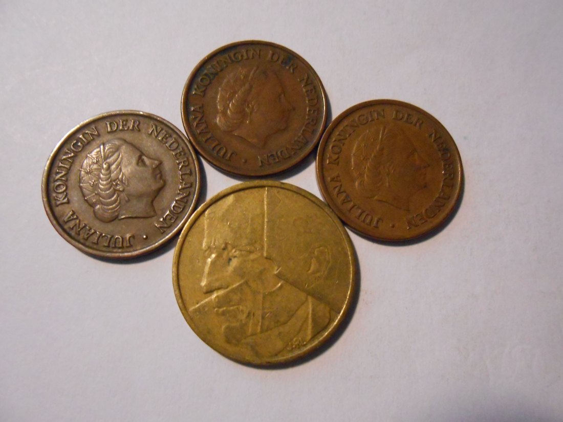  hn31 / Niederlande Belgien,4er Lot,5 Cent 1952 1954 1965 (KM# 181)/ 5 Francs 1986 BELGIË (KM# 164)   