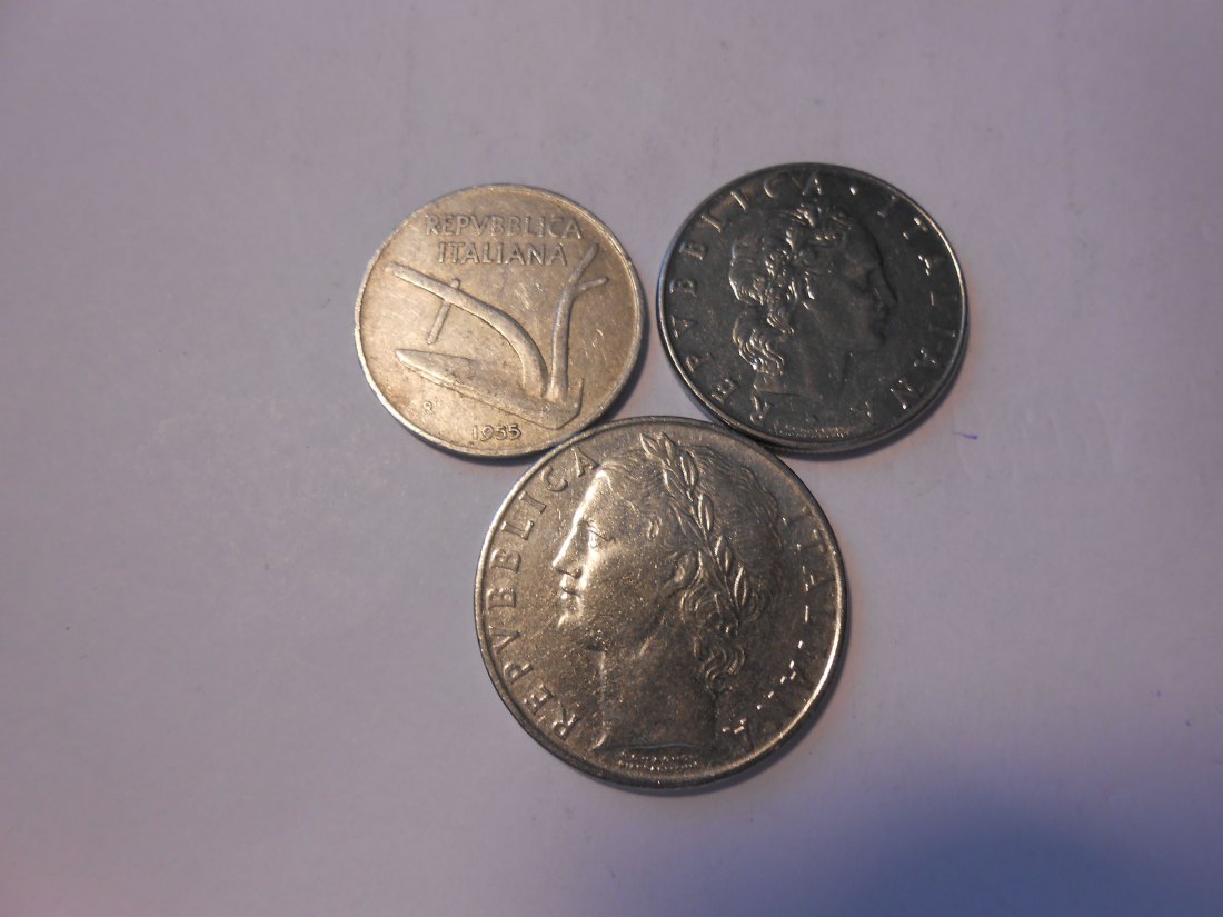  hn36 / Italien, 3er Lot, 10 Lire 1955 R, 50 Lire 1976 R, 100 Lire 1956 R (KM# 96.1)   