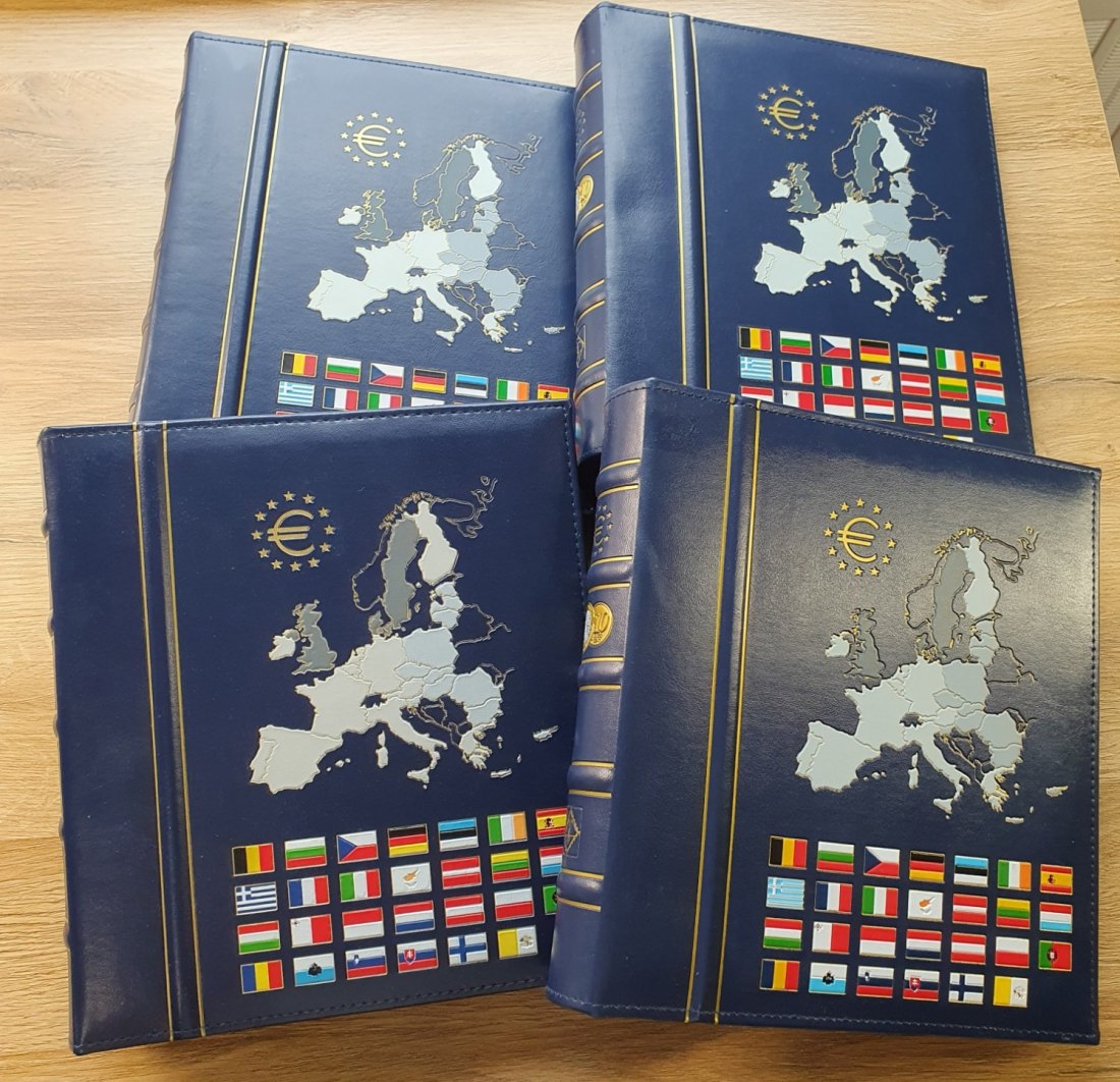  Leuchtturm Euro Münzsammel Album Vista System 4 Stück teils mit Münzblätter   