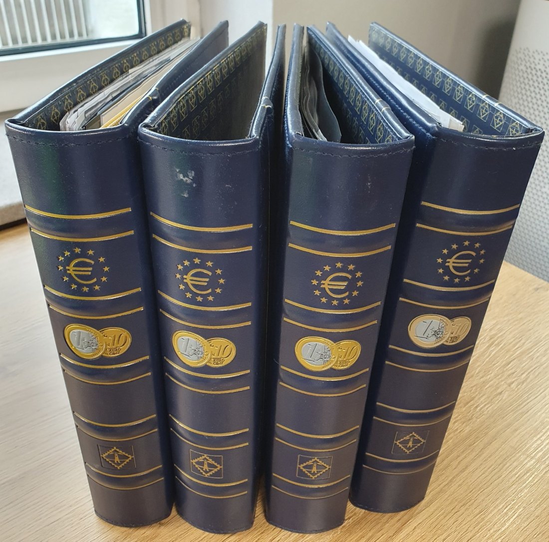  Leuchtturm Euro Münzsammel Album Vista System 4 Stück teils mit Münzblätter   