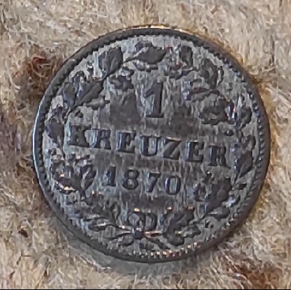  Württemberg 1 Kreuzer 1870, SILBER   