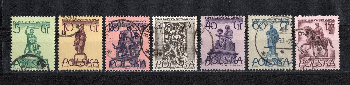 Polen Lot 1955/56 Denkmäler Warschau/ Echt gelaufen (7 W.)/ Top Stempel   