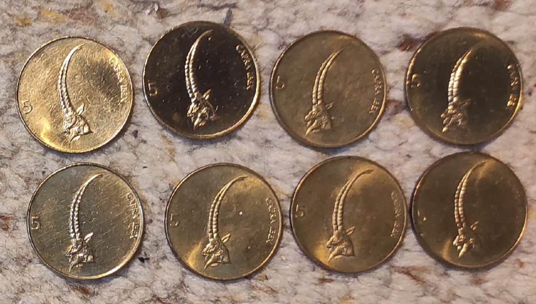  Slovenien Münzlot mit 8x 5 Tolarjev   
