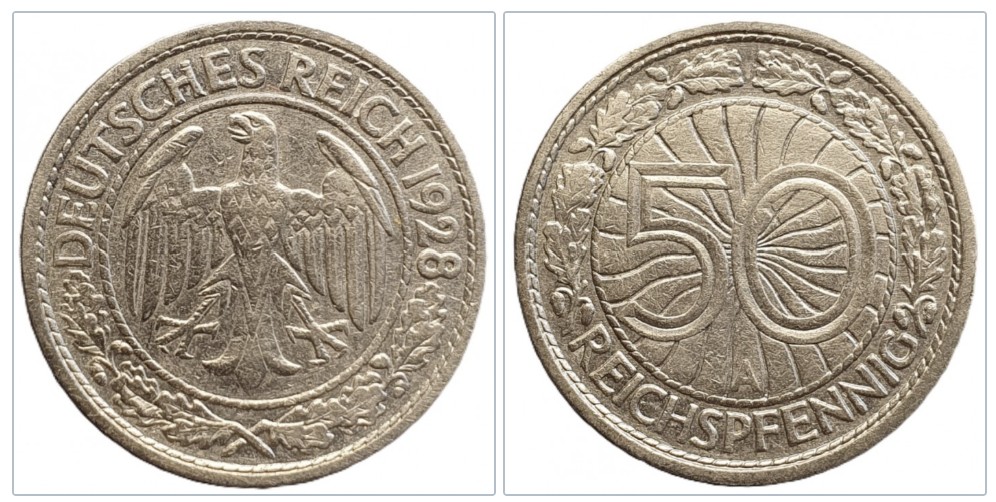  Deutschland 50 Reichspfennig, 1928 Münzzeichen A - Berlin #5   
