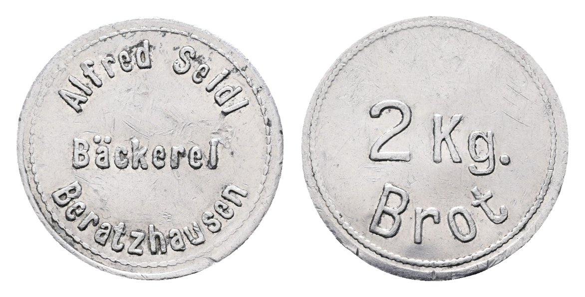  Bayern; Beratzhausen; Alfred Seidl Bäckerei; 2 kg Brot; Menzel 1744.1   