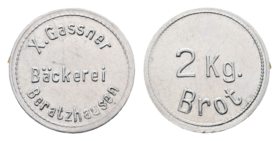  Bayern; Beratzhausen; X.Gassner Bäckerei; 2 kg Brot; Menzel-(1744)   