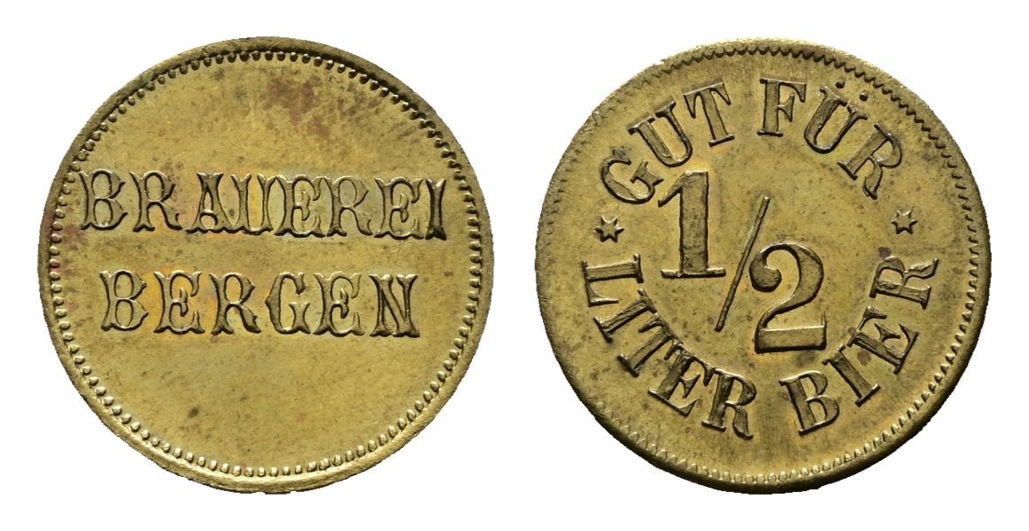 Bayern; Bergen; Brauerei Bergen; Gut für 1/2 Liter Bier; Menzel 1780   