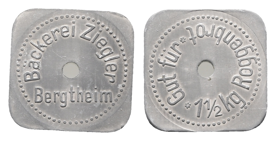  Bayern; Bergtheim; Bäckerei Ziegler;Gut für 1 1/2 kg Rogenbrot; Menzel 1801.1   