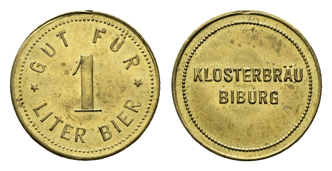  Bayern; Biburg; Klosterbräu Biburg; Gut für 1 Liter Bier; Menzel 2708.1   