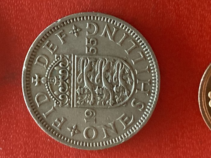 Münze Münzen Umlaufmünze Großbritannien 1 Shilling 1955 englisches Wappen