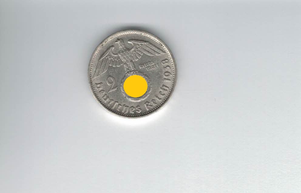  2 Mark 1938 B Paul von Hindenburg Reichsmark Ag 5g fein H´Kreuz Deutschland Spittalgold9800 (4976)   