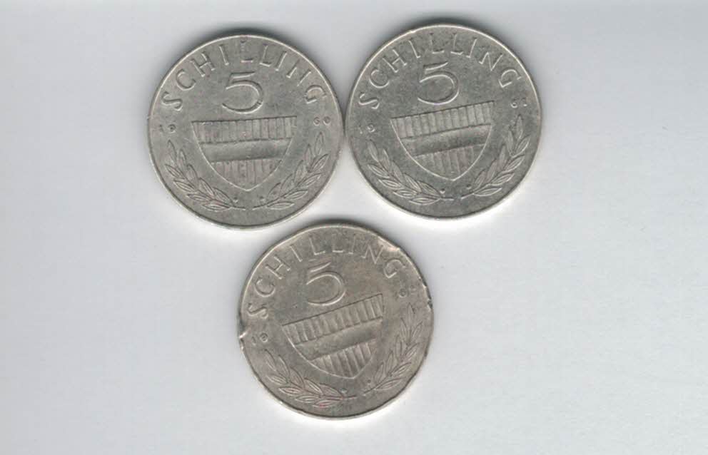  5 Schilling 1960 1961 1962 3 Stk silber á 3,32 fein Österreich Spittalgold9800 (1054   