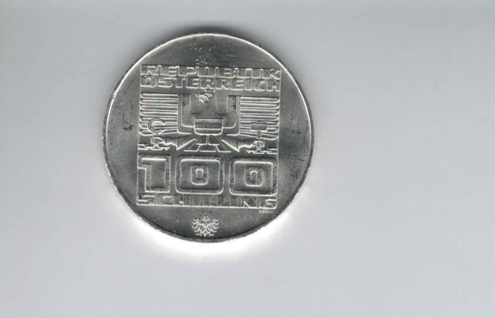  100 Schilling 1976 Winterolympiade Innsbruck Stadtturm Hall 15,36g fein silber Österreich (01914/6)   