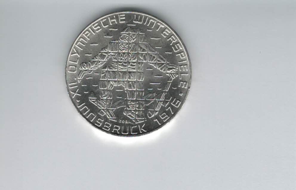  100 Schilling 1976 Winterolympiade Innsbruck Abfahrtsläufer Wien Ag 15,36g fein Österreich (01914/7)   