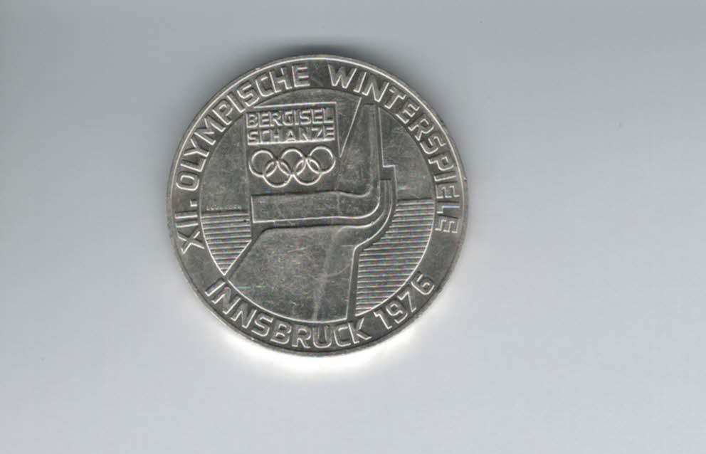  100 Schilling 1976 Berg Isel Schanze Innsbruck Wien Olymp. 15,36g fein Ag Österreich2.Rep (01914/9)   