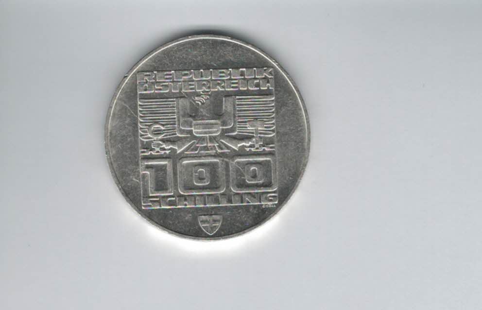  100 Schilling 1976 Berg Isel Schanze Innsbruck Wien Olymp. 15,36g fein Ag Österreich2.Rep (01914/9)   