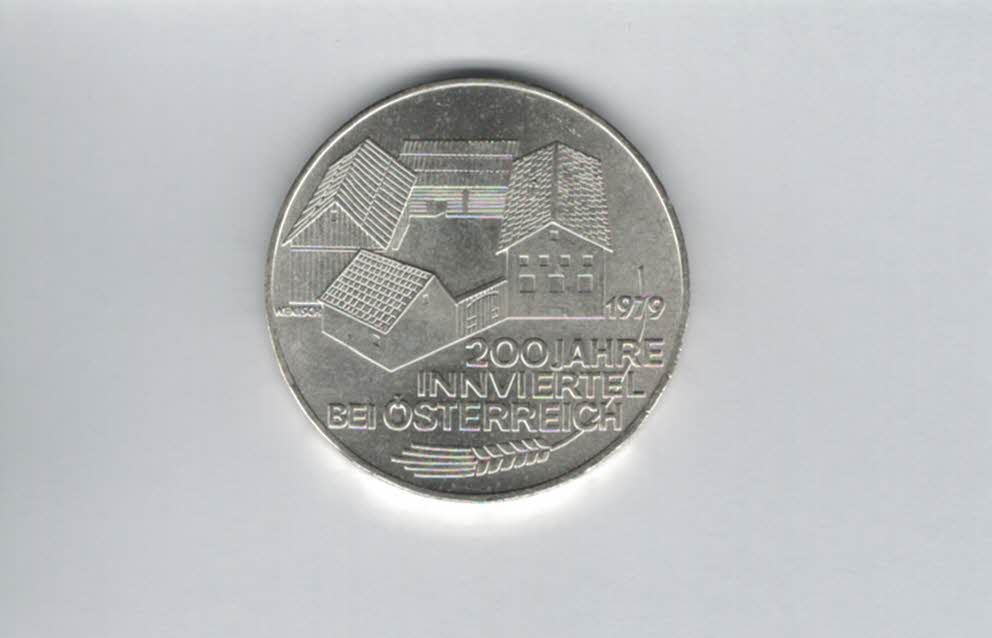  100 Schilling 1979 200 Jahre Innviertel bei Österreich Ag 15,36g fein Spittalgold9800 (01914/22   