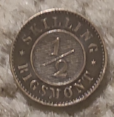  Dänemark 1/2 Skilling R.M. 1868, sehr guter Erhalt   