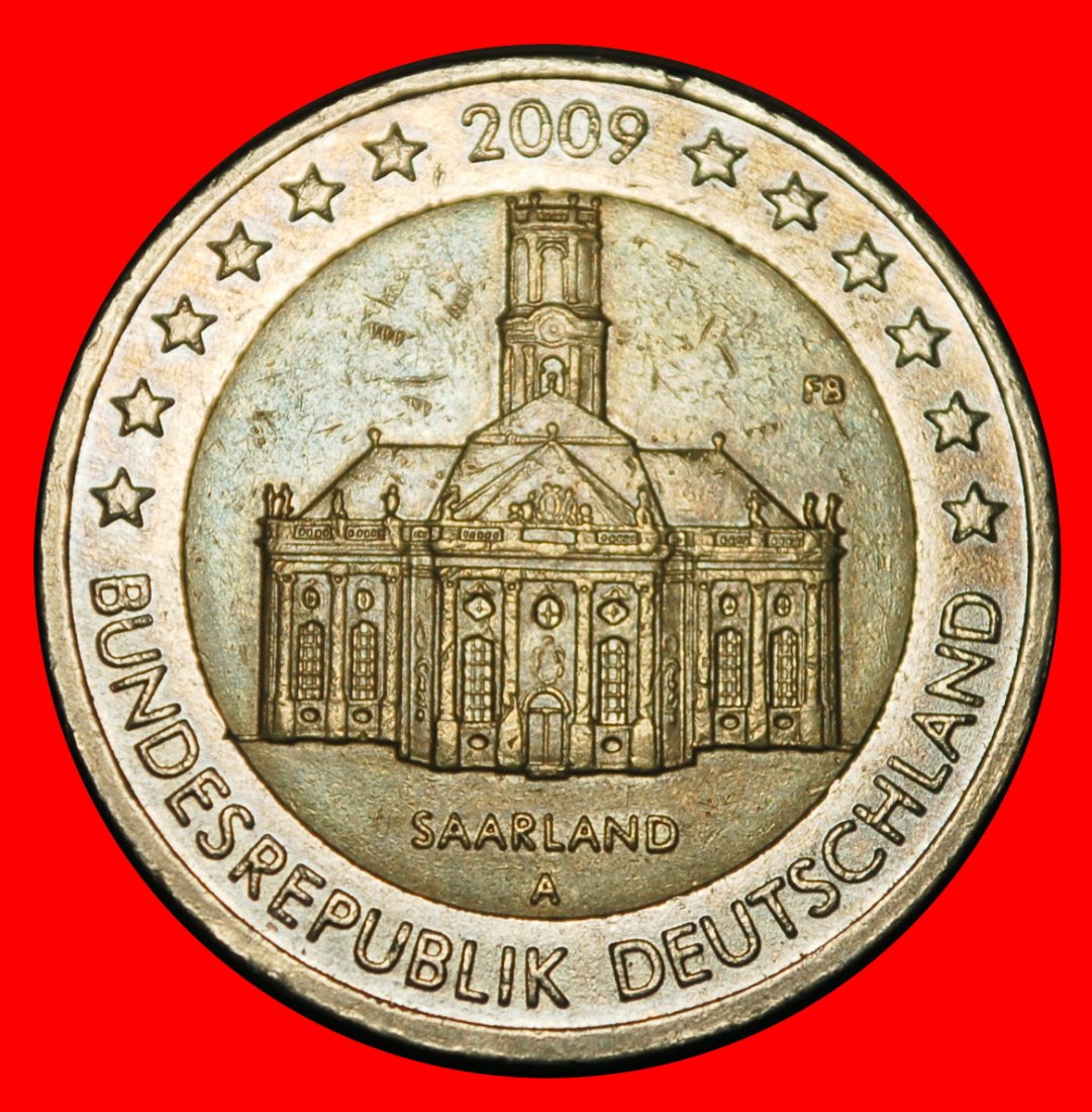  Ⰺ SAARLAND: DEUTSCHLAND★ 2 EURO 2009A! PREUSSEN NICHT-PHALLISCHE 2007-2026! STEMPEL I★OHNE VORBEHALT   